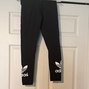 Adidas Black and White Logo Leggings